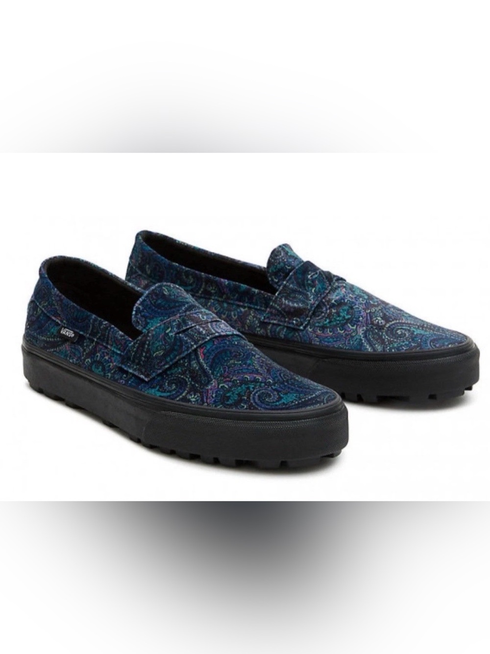 VANS Style 53 Velvet Paisley Dark Blue Slip On Shoes Women's Size 5.5